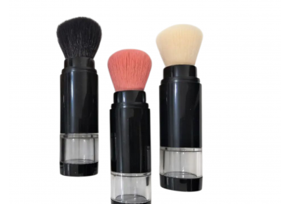 Контейнер для пудры с кистью 110 мм, черный Флакон с кисточкой для пудры, черный с прозрачным отсеком