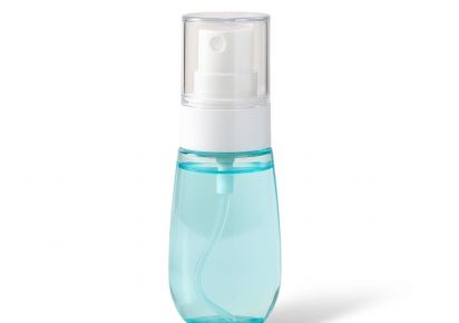 Флакон-спрей 60 мл блакитний — пляшечка для косметики Блакитний флакон-спрей 60 мл із білою нанопомпою